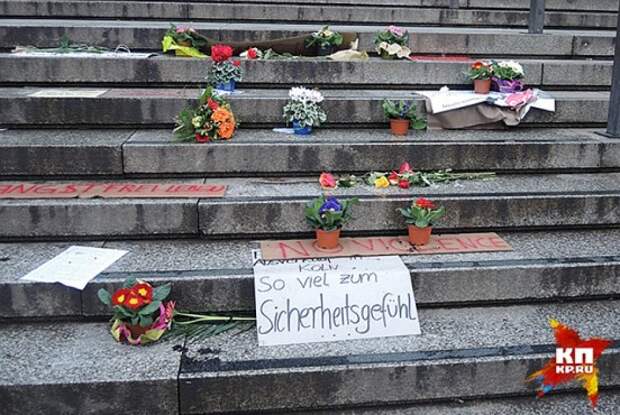 Мемориал жертвам насилия в новогоднюю ночь у Кельнского собора