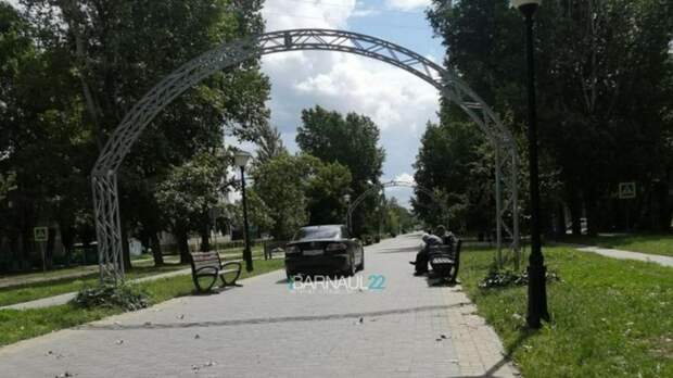 В Барнауле водитель прокатился по аллее на улице Георгия Исакова