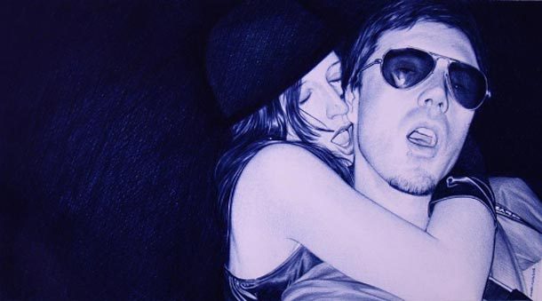 рисунок молодой пары ручкой