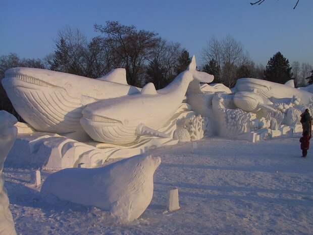 При создании этих невероятных скульптур не использовалось ничего, кроме снега лед, скульптуры, снег, фестивали