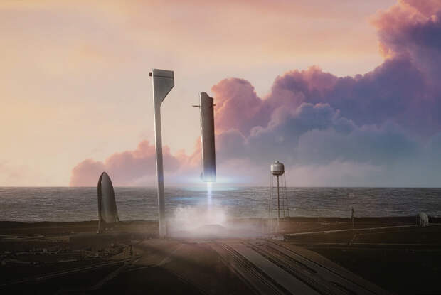 В многоразовом варианте супертяжелый носитель BFR (Big Falcon Rocket) компании SpaceX рассчитан на выведение на околоземную орбиту до 150 тонн полезной нагрузки и возвращение на Землю до 50 тонн, а также комфортную транспортировку до ста человек (по 2-3 в каюте) к Луне и Марсу. Первая ступень BFR получит 31 метановый двигатель Raptor. Такой силовой агрегат будет отличать самая большая тяговооруженность (отношение развиваемой двигателем тяги к его весу) среди всех двигателей, когда-либо действовавших в мире. Испытания элементов BFR начнутся в 2019 году. Ракета полетит в 2022 году. Менее чем за час транспортная система доставит человека в любую точку земного шара, а стоимость билета будет дороже эконом-, но дешевле бизнес-класса для трансатлантических авиаперелетов (несколько тысяч долларов). Наверняка такие планы осуществятся, однако не так скоро и не настолько буквально, как это обещают в SpaceX. Транспортная система BFR (Big Falcon Rocket) компании SpaceX