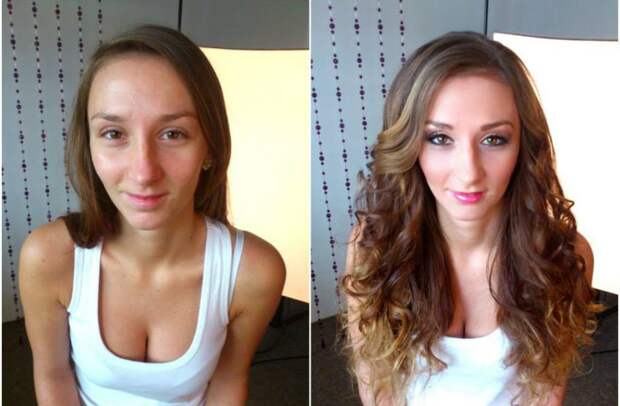 Невероятные преображения девушек до и после макияжа девушки, красота, макияж