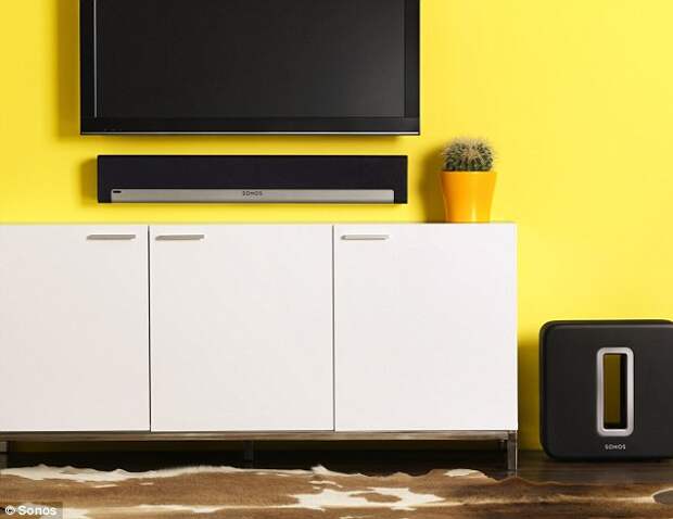 Some of the latest hifi kit, such as this Sonos TV speaker, called a PlayBar, can connect via your router to stream songs from services such as Spotify.