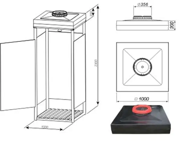 Летний душ своими руками чертежи с размерами
