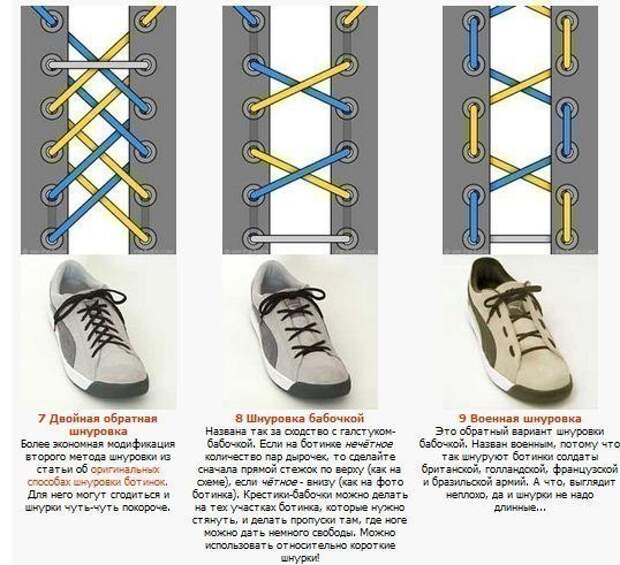 Схемы завязки шнурков