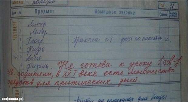 Записи из школьных дневников