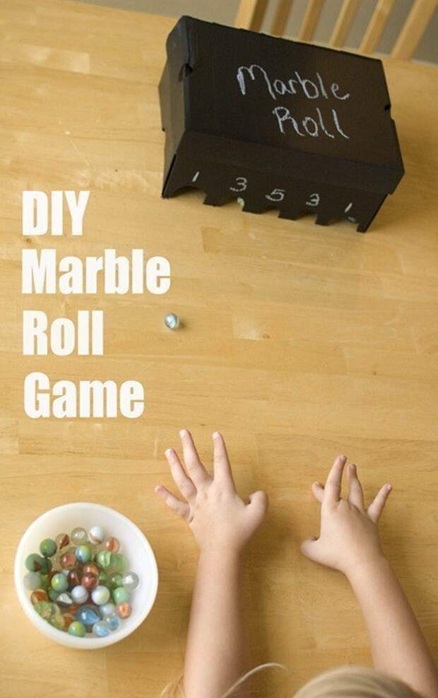 Marbles are also lots of fun with this DIY marble roll game.