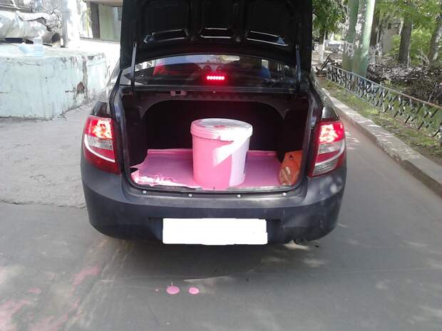 Неприятность в багажнике авто, прикол, юмор