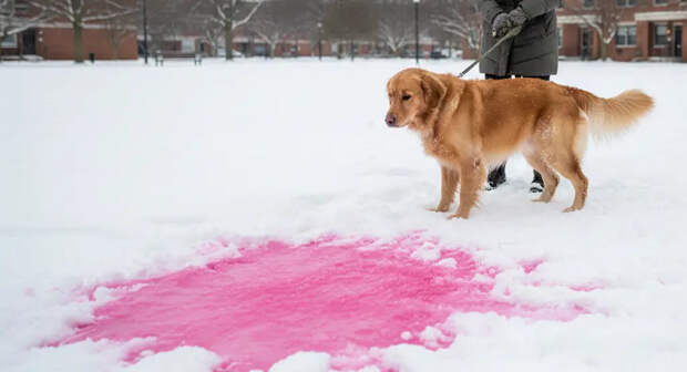 Жители Красногорска сообщили об отравлении собаки из-за "розового снега"