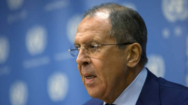 Глава МИД России Сергей Лавров на пресс-конференции в ООН