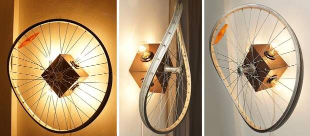 Оригинальный светильник из велосипедного колеса своими руками