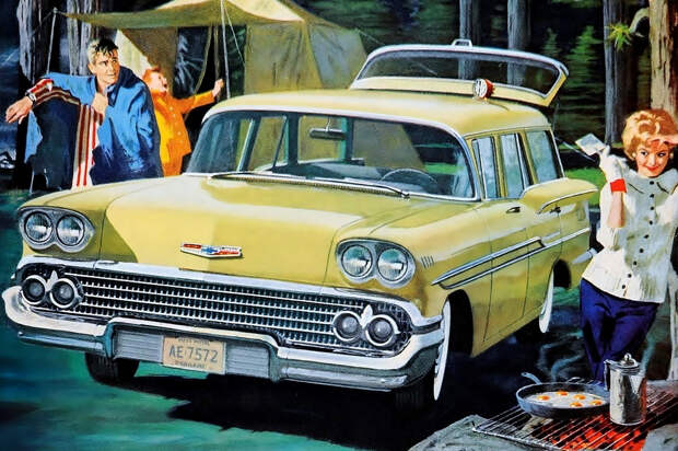 1958 год, Chevrolet Brookwood. Классический американский универсал на базе Chevrolet Biscayne первого поколения (в те годы универсалы, седаны и купе одной модели получали разные названия). 1958 год, Chevrolet Brookwood. Классический американский универсал на базе Chevrolet Biscayne первого поколения (в те годы универсалы, седаны и купе одной модели получали разные названия). chevrolet, автодизайн, красота