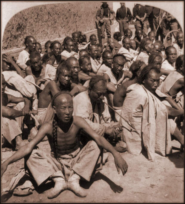 Пленные ихэтуани - участники знаменитого боксерского восстатия (1901 год) исторические фото, история, китай