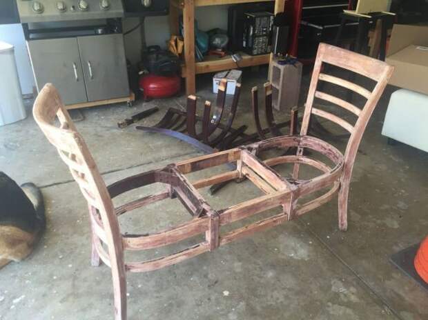 Скамейка своими руками из старых стульев