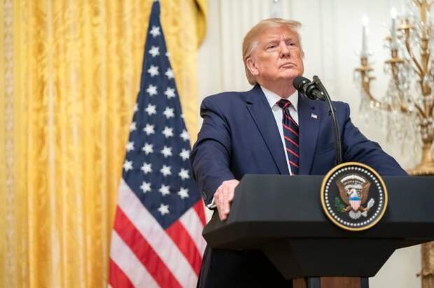 President Donald J. Trump participates in a press conference.