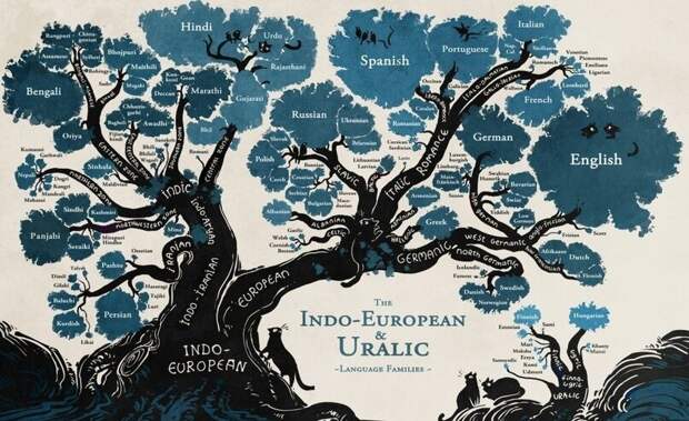 Упрощённая схема происхождения индоевропейских языков 