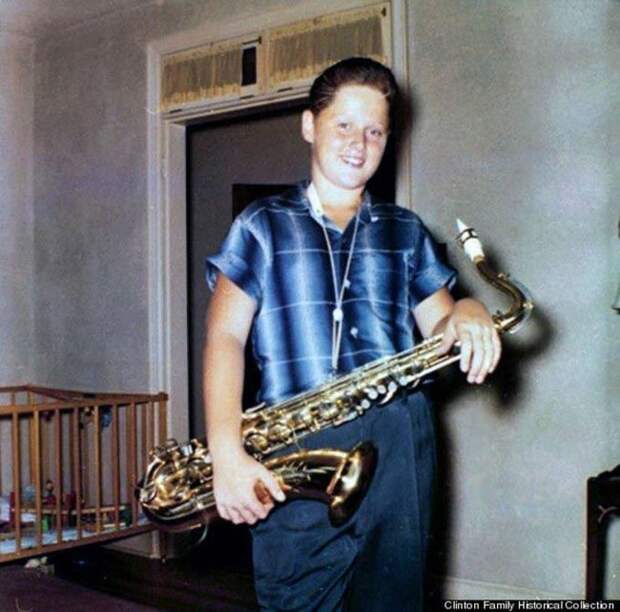 12-летний Билл Клинтон с саксофоном в руках, 1958 дети, известность, история, фото