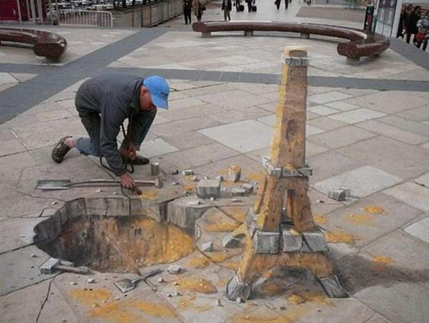 Реалистичные 3D рисунки на асфальте фото