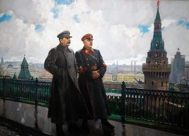 Иосиф Виссарионович Сталин и Климент Ефремович Ворошилов в Кремле - Александр Герасимов (1938 год)