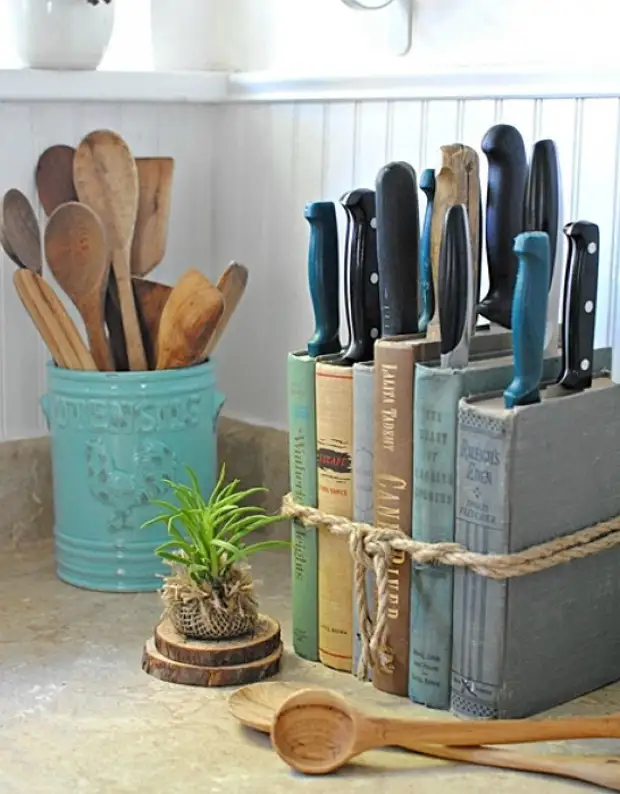 Необычная подставка для ножей. | Фото: Pinterest. Необычная подставка для ножей. | Фото: Pinterest.