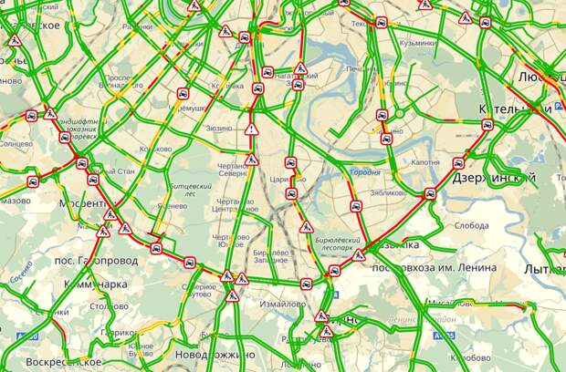 Карта пробок в москве сейчас мкад