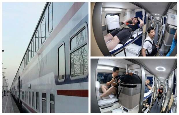 Своеобразный спальный вагон в скоростном поезде (Китай).