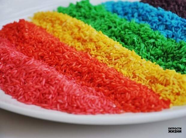 Как сделать цветной рис для декора