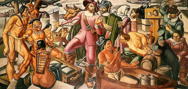 Картина "Mr. Pynchon and the Settling of Springfield" была написана в 1937 году