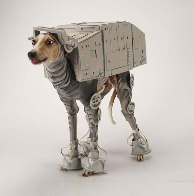 костюмы на хэллоуин для животных Ходячий танк AT-AT из «Звездных войн»