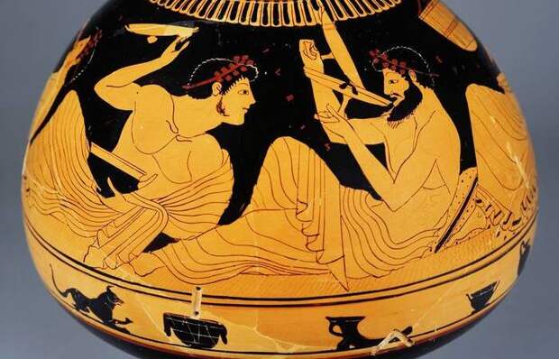 Коттаб - древнегреческая игра. Метание вина из винной чаши.