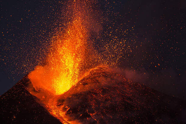 Извержение вулкана Этна в феврале 2017