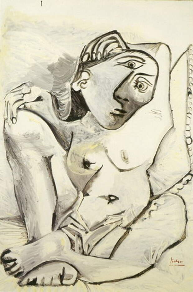 Пабло Пикассо. Женщина на подушке (Жаклин). 1969 год