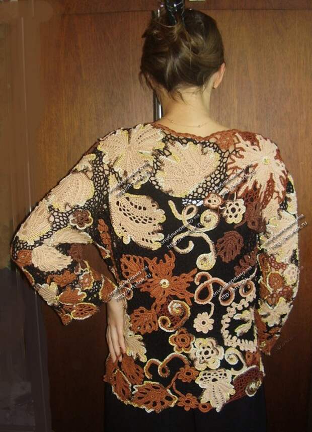 кофточка связанная крючком, ирландское кружево