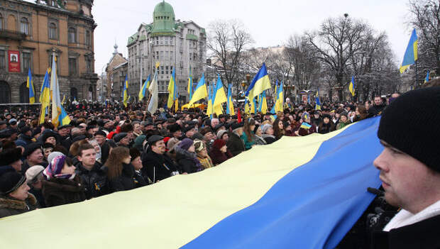 Празднование Дня соборности Украины во Львове. Архивное фото.