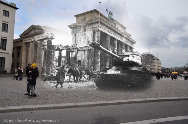 31. Берлин 1945-2010 Танк Ис-2 у Бранденбургских ворот. Связь времен, берлин, история, фото