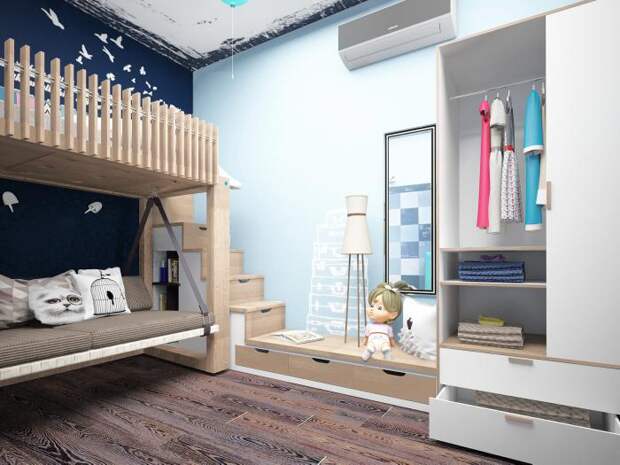Детская комната, двухъярусная кровать в детской