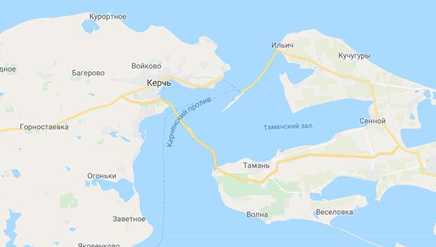 Скриншот карты сервиса Google Maps, на котором появился Крымский мост Скриншот карты сервиса Google Maps, на котором появился Крымский мост
