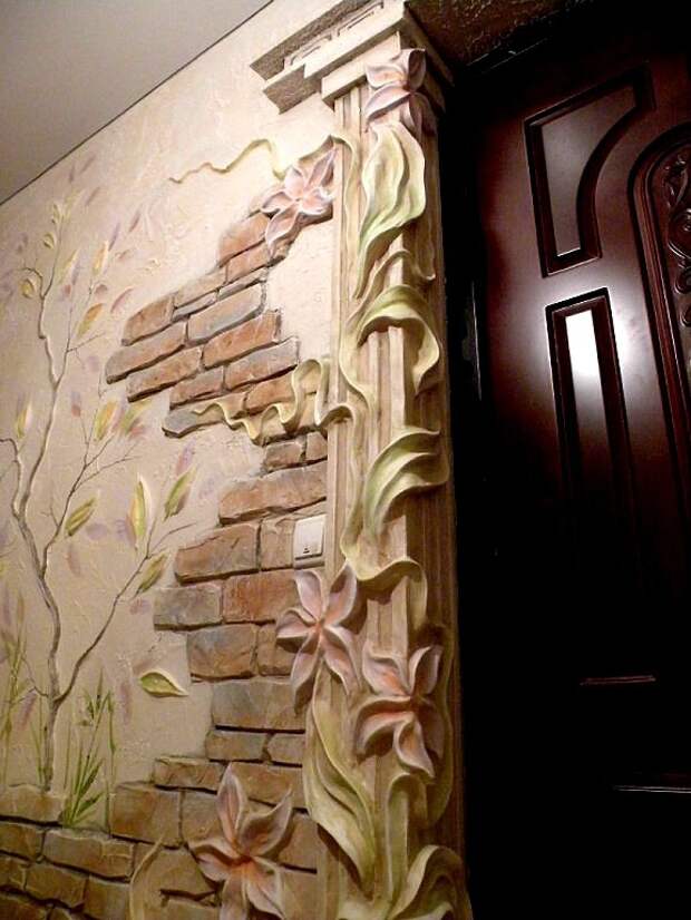 Потрясающие художественные идеи в отделке стен  ремонт, своими руками, стены, творчество
