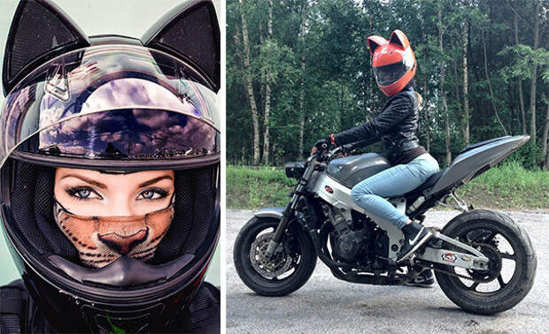 Женские мотошлемы с ушками от российского производителя  мотошлем, ушки