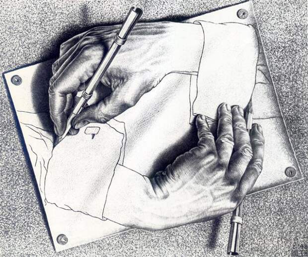 Рисующие руки. Мауриц Эшер, 1948 г.