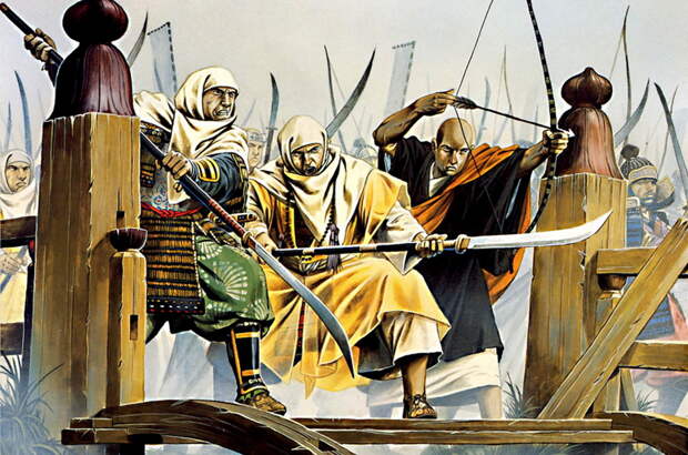 Монахи-воины в битве при Удзи, 1180 год. Художник Уэйн Рейнольдс - Воинствующий буддизм | Военно-исторический портал Warspot.ru
