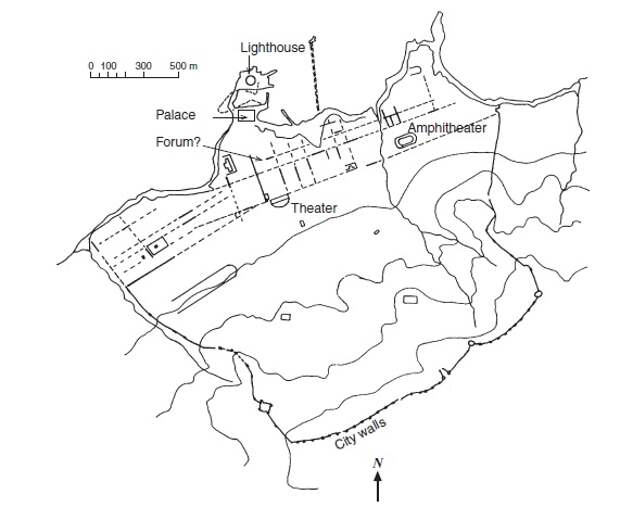 Примерный план Кесарии во времена Юбы&nbsp;II. <br>