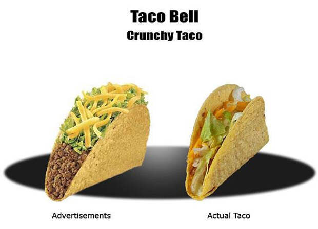 Реклама против реальности Taco Bell