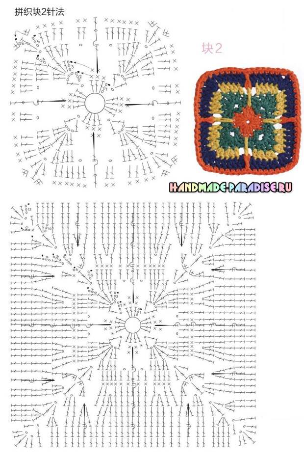 Схемы вязания бабушкиными квадратами крючком