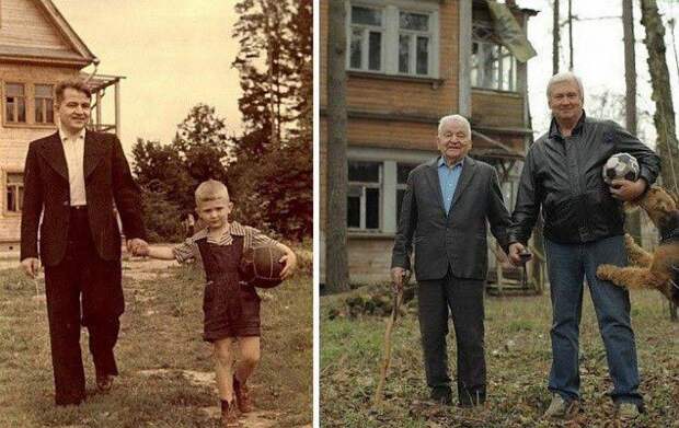 С папой дети, родители, тогда и сейчас