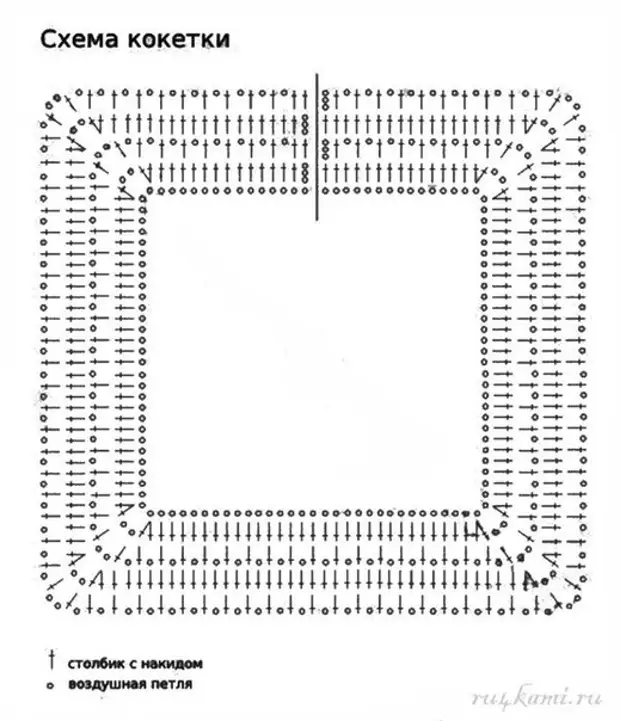 Квадратная кокетка крючком сверху схема