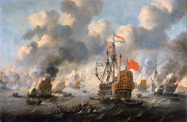 Het_verbranden_van_de_Engelse_vloot_voor_Chatham_-_The_Dutch_burn_down_the_English_fleet_before_Chatham_-_June_20_1667_(Peter_van_de_Velde)