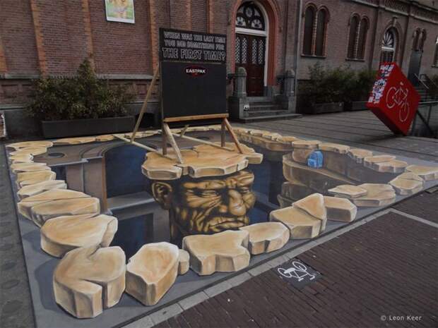 Реалистичные 3D рисунки на асфальте фото