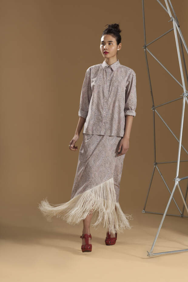 CARLEEN FRINGE WRAP SKIRT $482 SKY PAISLEY