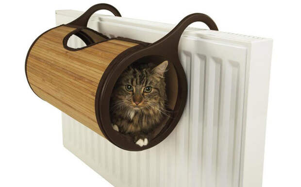 Специально оборудованная лежанка для кота, который часто мерзнет зимой
